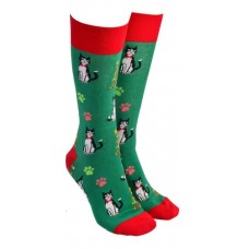 Christmas Cat Socks - Green